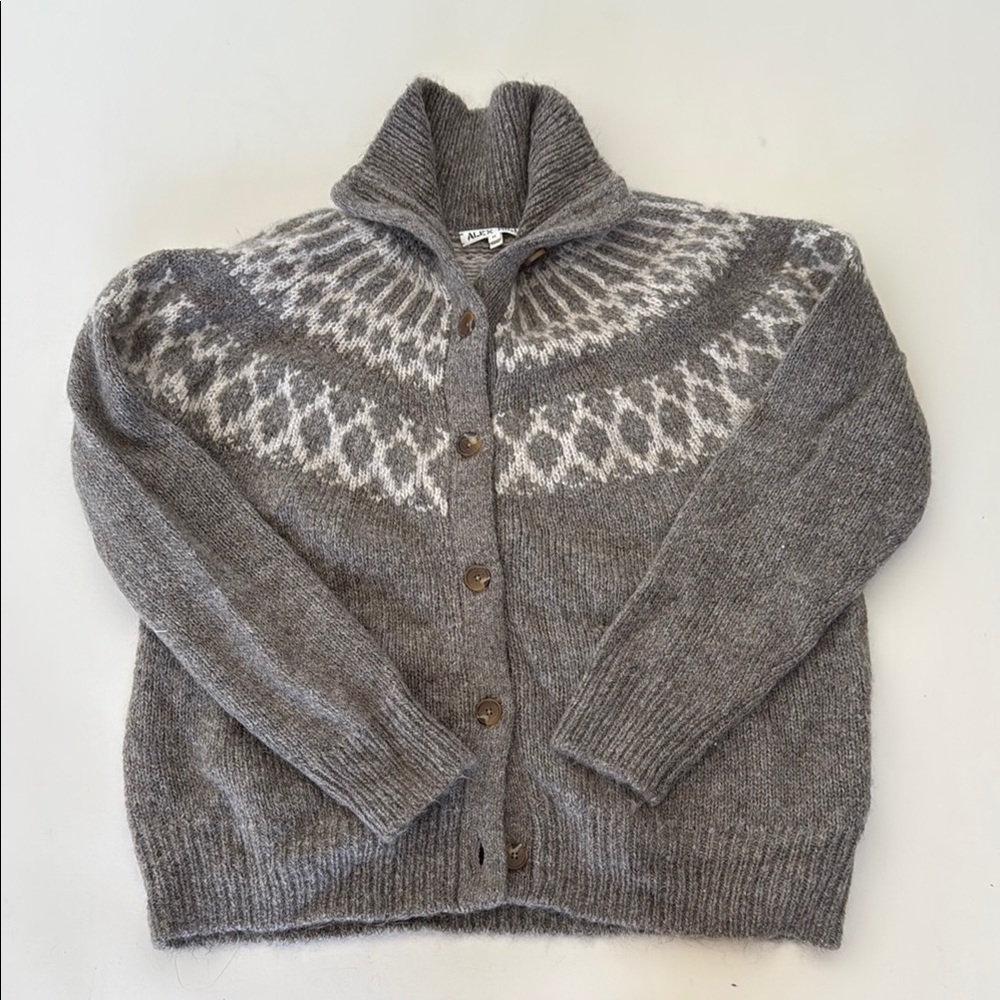 Alex Mill Gray and White Nordic Cardigan Sweater